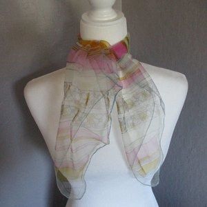 1950s pastel striped chiffon scarf